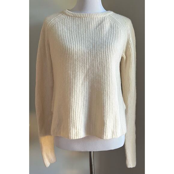Leo & Sage Women’s Sweater Ribbed Knit Pullover Side Slits Ivory Cream Sz Small - Picture 1 of 6